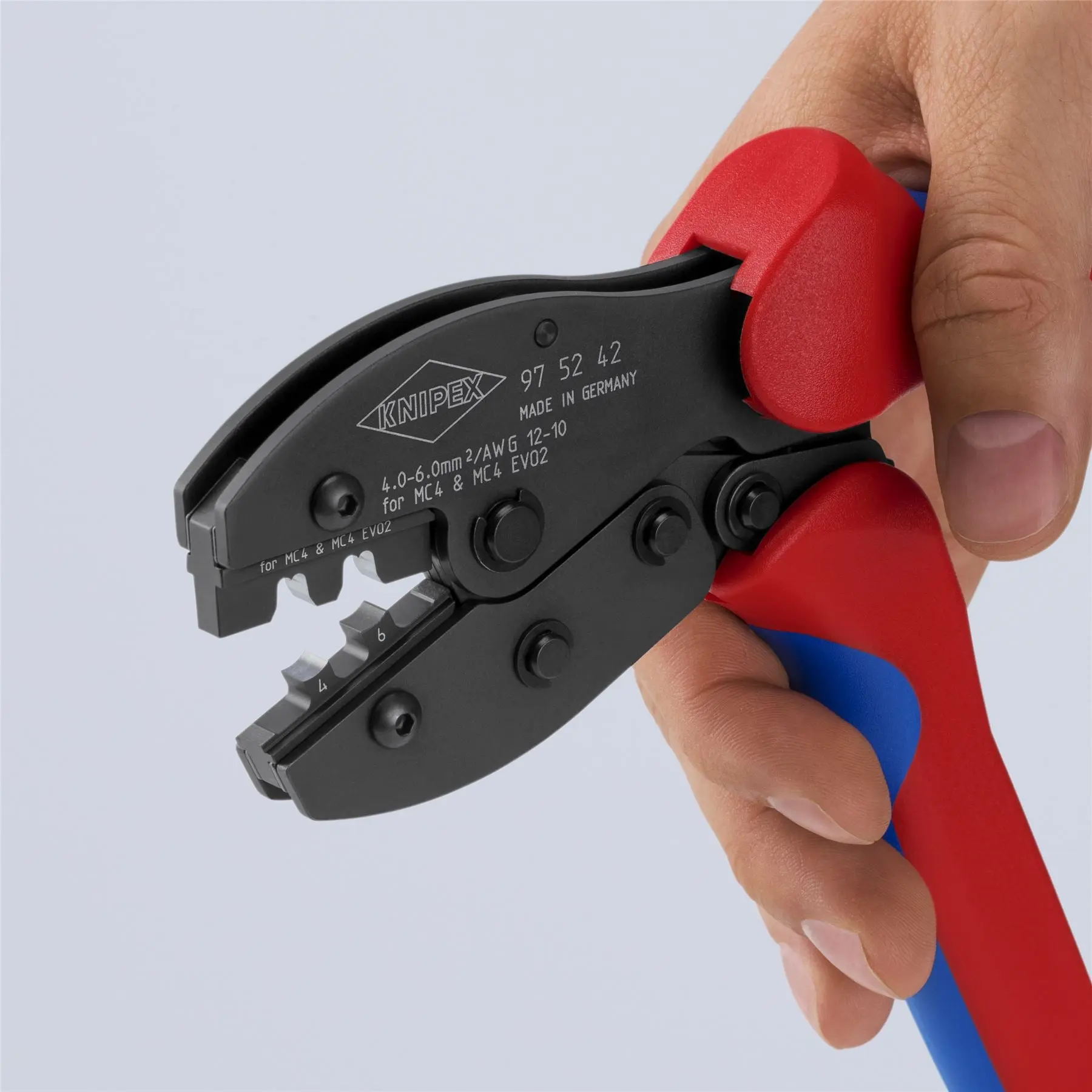 KNIPEX PreciForce Crimping Pliers for MC4/MC4 EVO 2 Connectors with Multi Component Grips 220mm 97 52 42 SB - Image 9