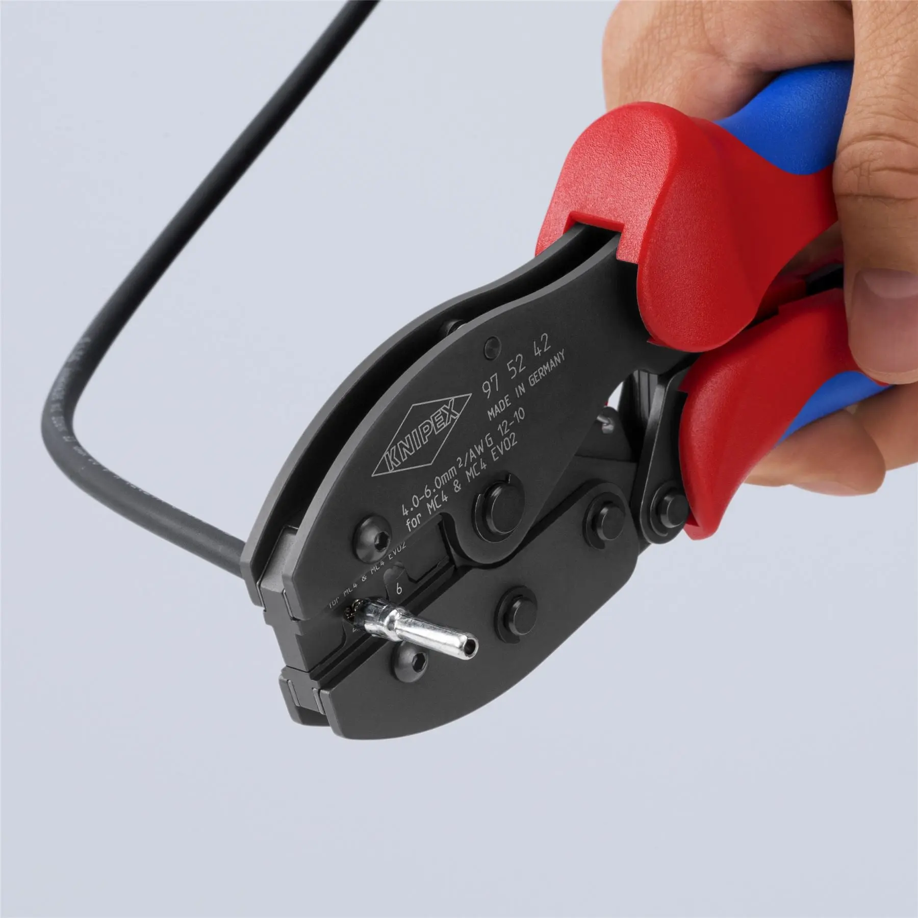 KNIPEX PreciForce Crimping Pliers for MC4/MC4 EVO 2 Connectors with Multi Component Handles 220mm 97 52 42 - Image 9