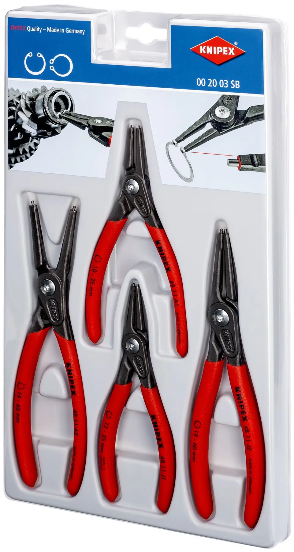 Knipex Precision Circlip Plier Set 4 Piece for Internal and External Circlips 00 20 03 SB - Image 2