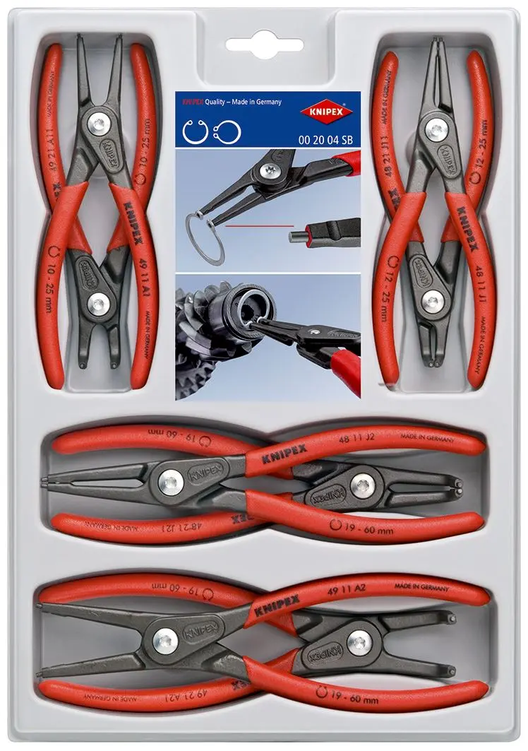 KNIPEX Precision Circlip Plier Set 8 Pieces Internal External Pliers 00 20 04 SB
