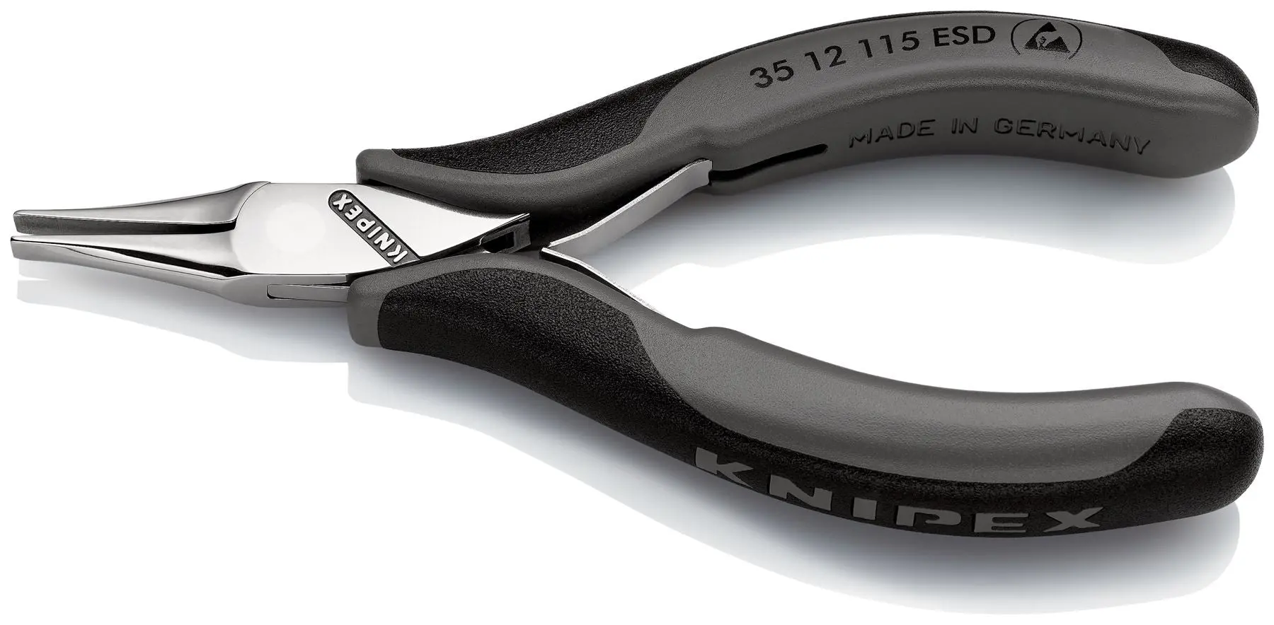 KNIPEX Precision Electronics Gripping Pliers ESD 115mm Black/Grey Multi Component Grips 35 12 115 ESD - Image 2