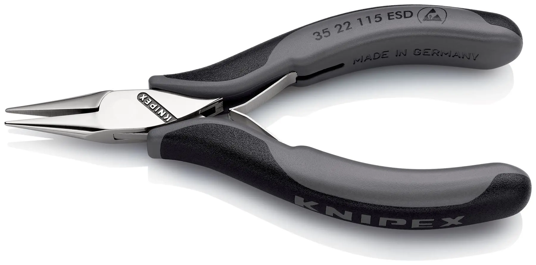 KNIPEX Precision Electronics Gripping Pliers ESD 115mm Black/Grey Multi Component Grips 35 22 115 ESD - Image 2