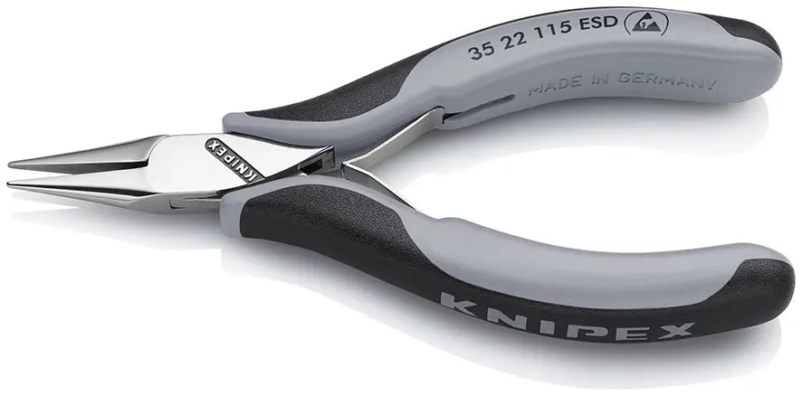 KNIPEX Precision Electronics Gripping Pliers ESD 115mm Black/Grey Multi Component Grips 35 22 115 ESD - Image 3