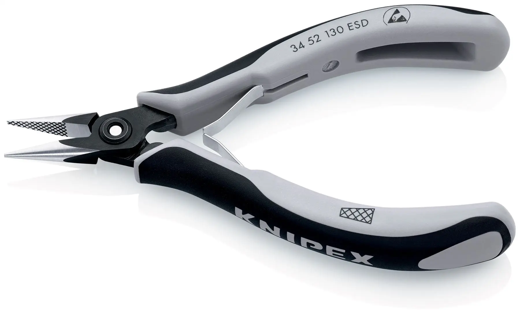 KNIPEX Precision Electronics Gripping Pliers ESD 130mm Black/Grey Multi Component Grips 34 52 130 ESD - Image 2