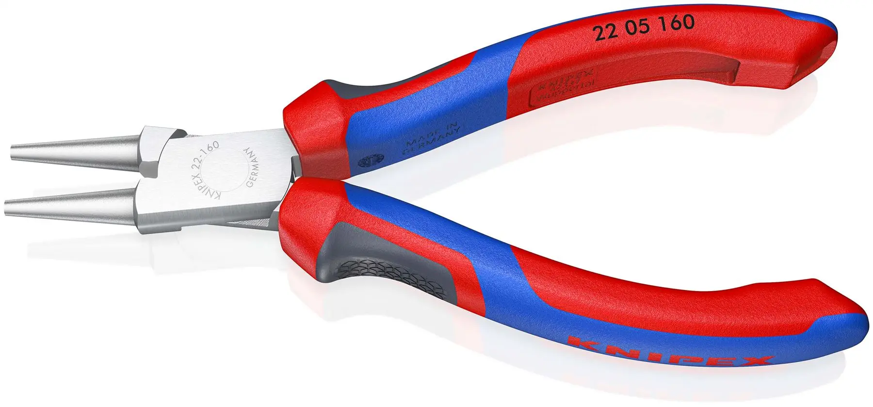 KNIPEX Round Nose Pliers 160mm Chrome with Comfort Handles 22 05 160 - Image 2