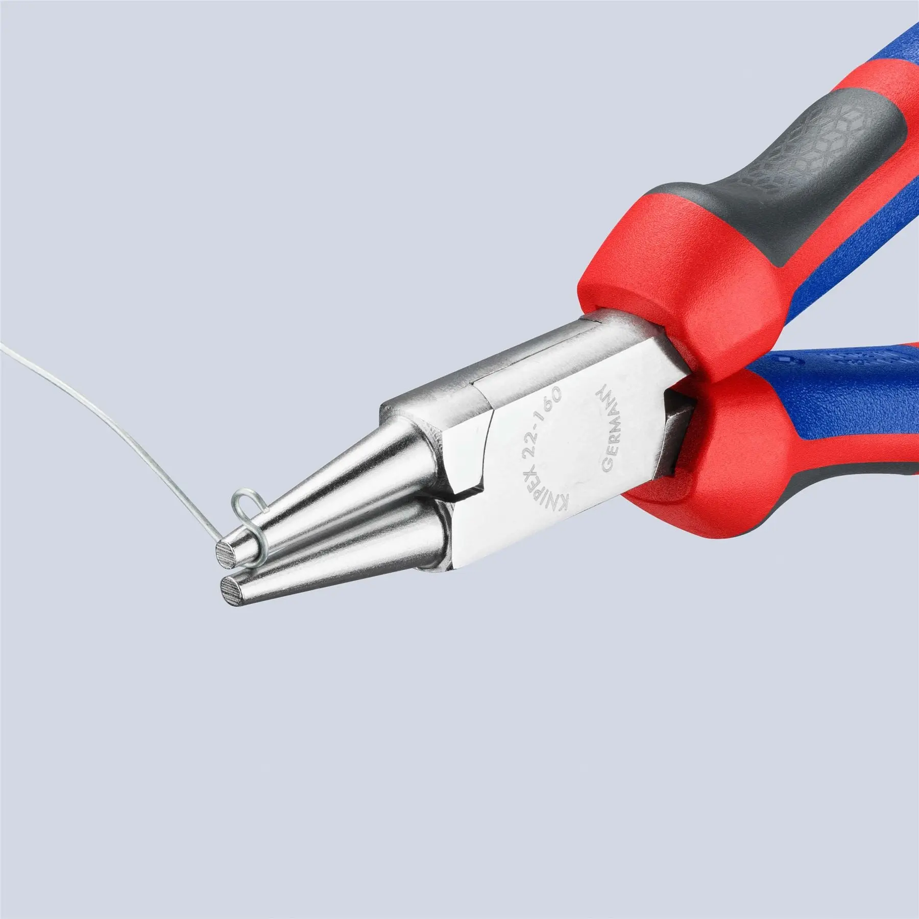 KNIPEX Round Nose Pliers 160mm Chrome with Comfort Handles 22 05 160 - Image 3