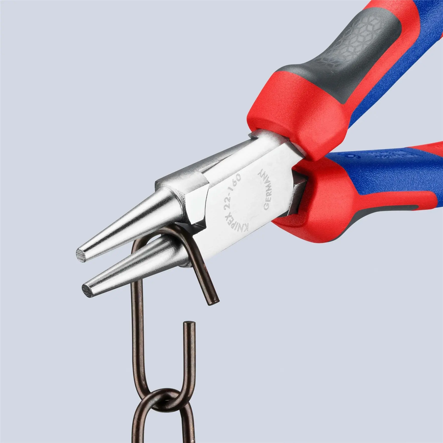 KNIPEX Round Nose Pliers 160mm Chrome with Comfort Handles 22 05 160 - Image 4