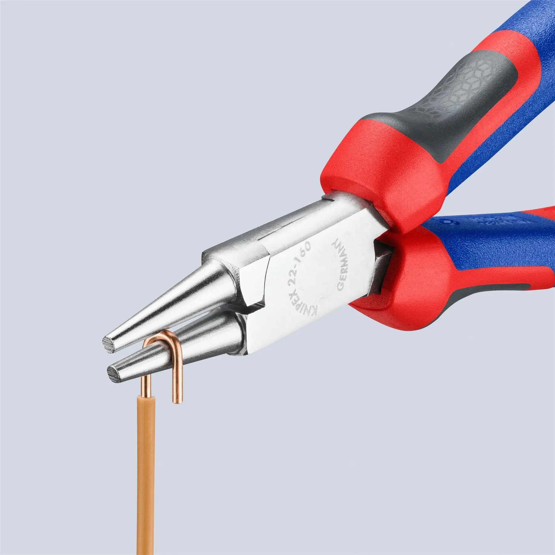 KNIPEX Round Nose Pliers 160mm Chrome with Comfort Handles 22 05 160 - Image 5
