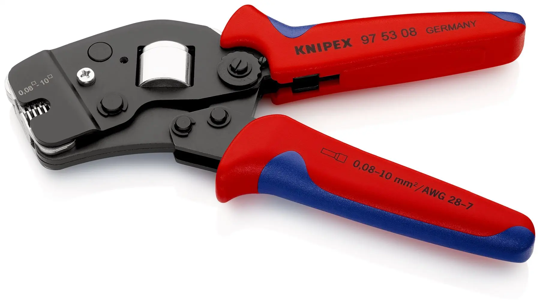 KNIPEX Self Adjusting Crimping Pliers for Wire Ferrules with Front Loading 0.08-10mm² 190mm Multi Component Grips 97 53 08 - Image 2