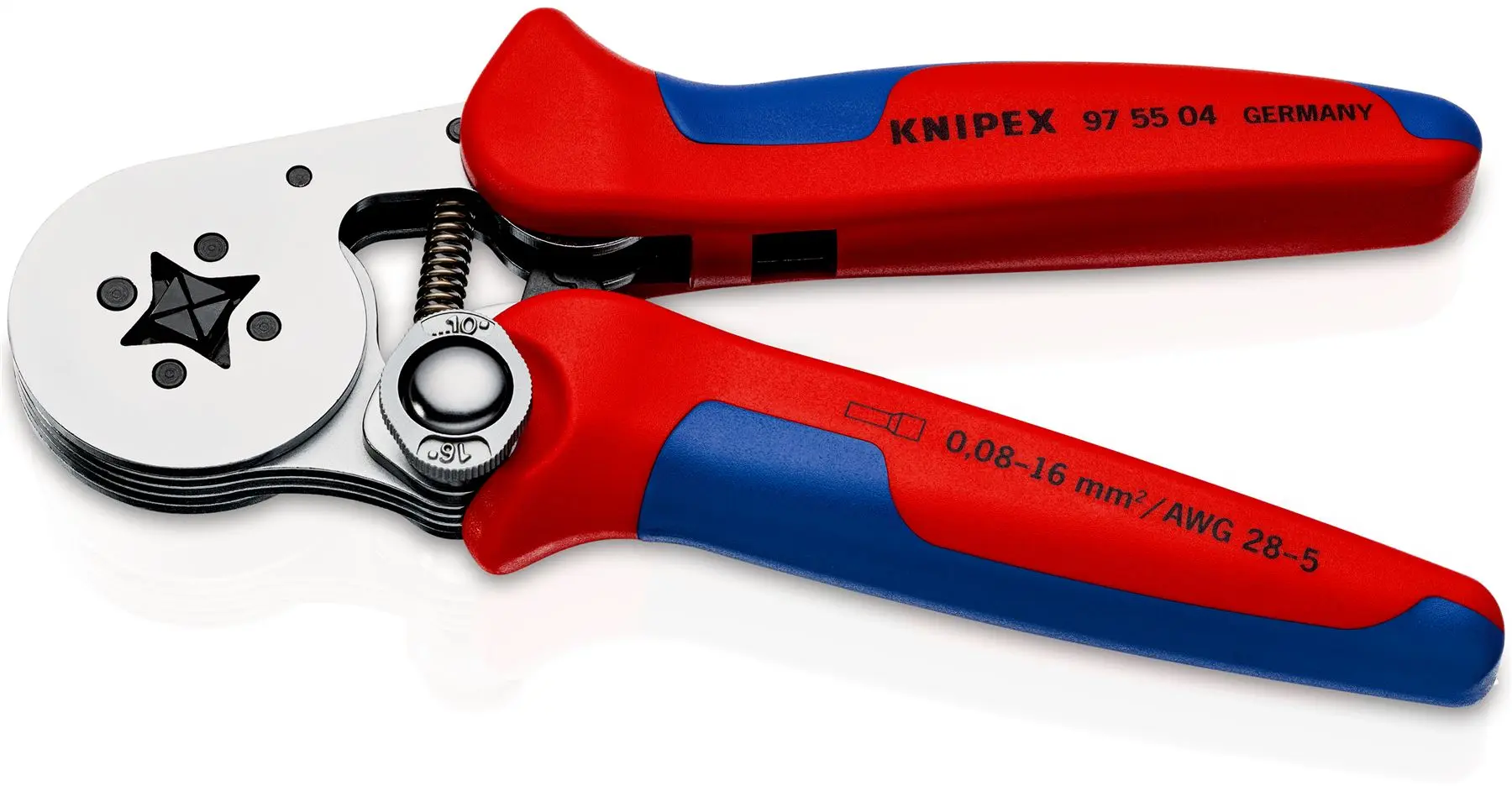 KNIPEX Self Adjusting Crimping Pliers for Wire Ferrules with Lateral Access 0.08-16mm² 180mm Multi Component Grips 97 55 04 SB - Image 2