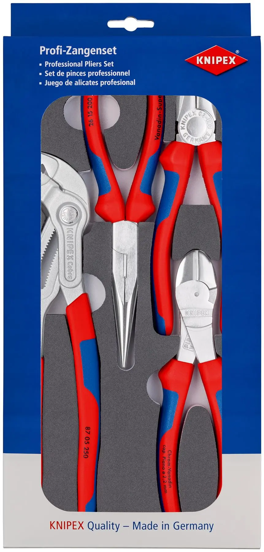 Knipex Set of Pliers in Foam Tray 4 Piece Multi Component Grips Chrome Plated 00 20 01 V17 - Image 2