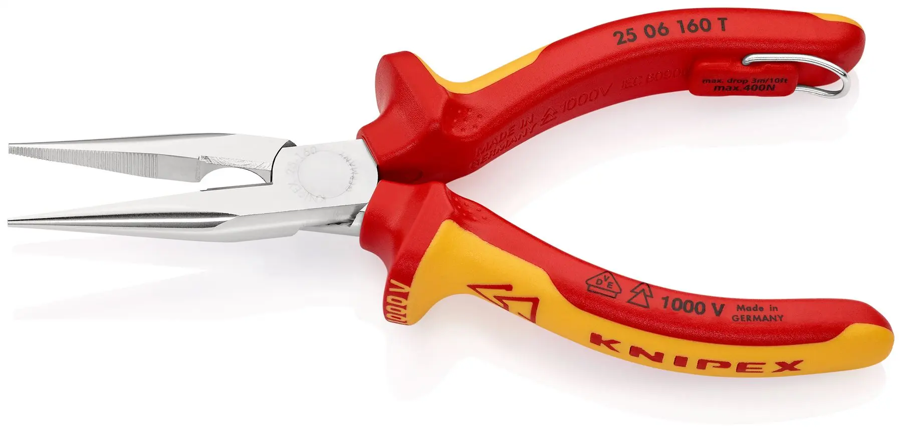 Knipex Snipe Nose Side Cutting Pliers Radio Plier 160mm VDE Insulated 1000V with Tether Point 25 06 160 T - Image 3