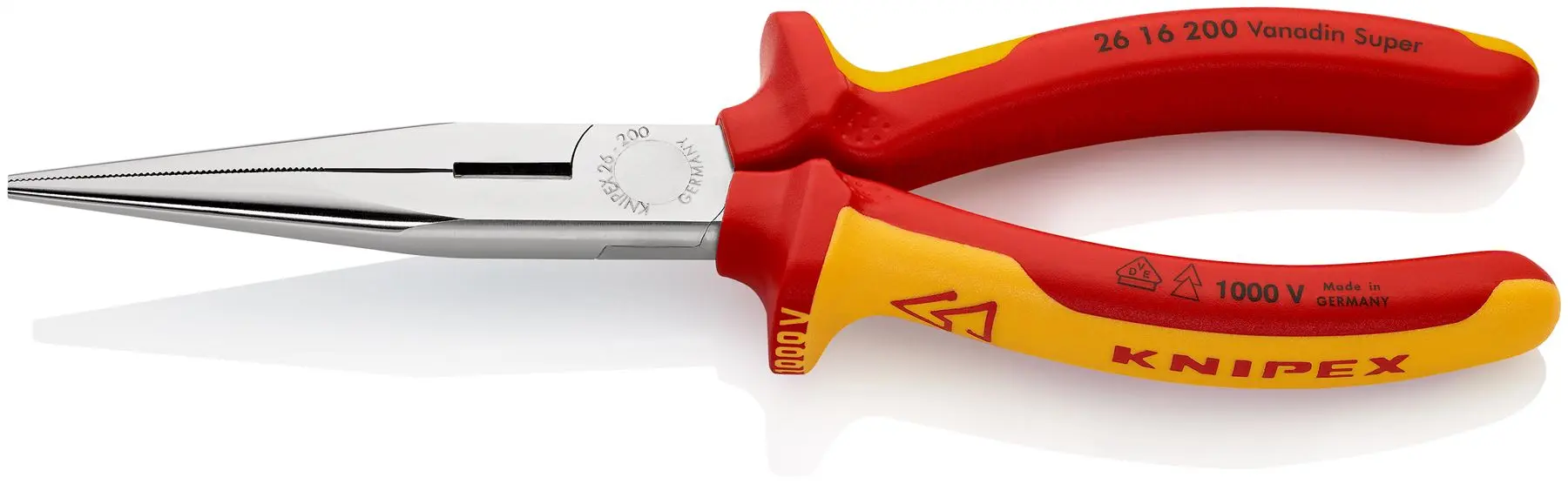 KNIPEX Snipe Nose Side Cutting Pliers Stork Beak Plier 200mm VDE Chrome Multi Component Grips 26 16 200 SB