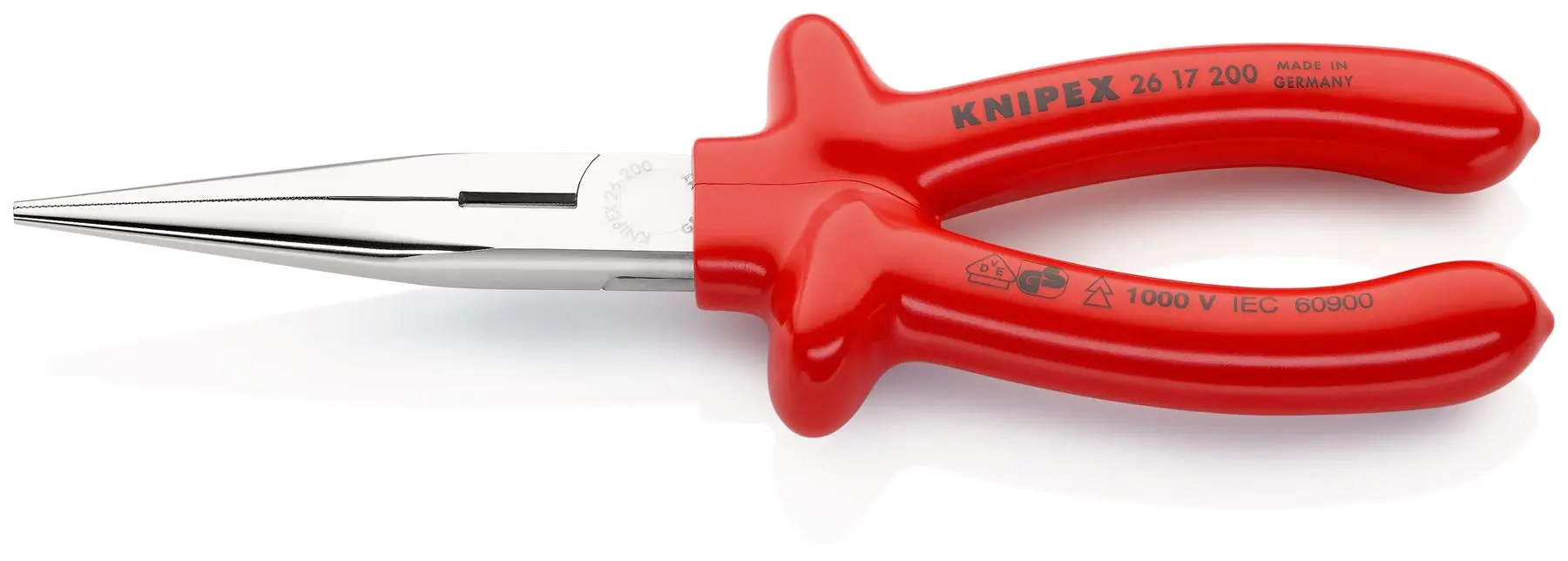 KNIPEX Snipe Nose Side Cutting Pliers Stork Beak Plier 200mm VDE Dipped Insulation Handles 26 17 200