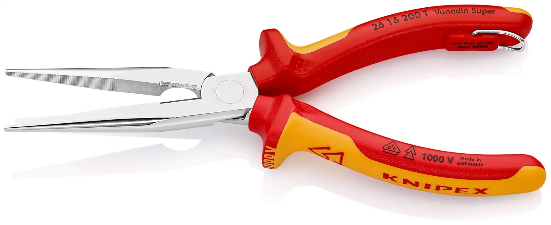 Knipex Snipe Nose Side Cutting Pliers Stork Beak Plier 200mm VDE Insulated 1000V Tether Point 26 16 200 T - Image 2