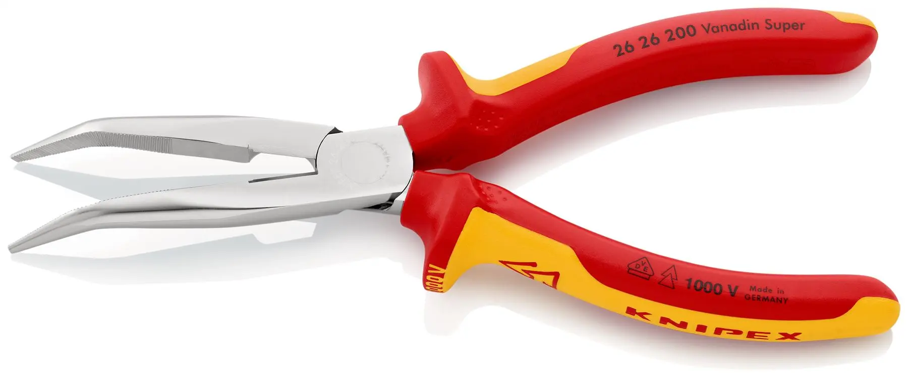 KNIPEX Snipe Nose Side Cutting Pliers Stork Beak Plier Bent Nose 200mm VDE Chrome Multi Component Grips 26 26 200 - Image 2
