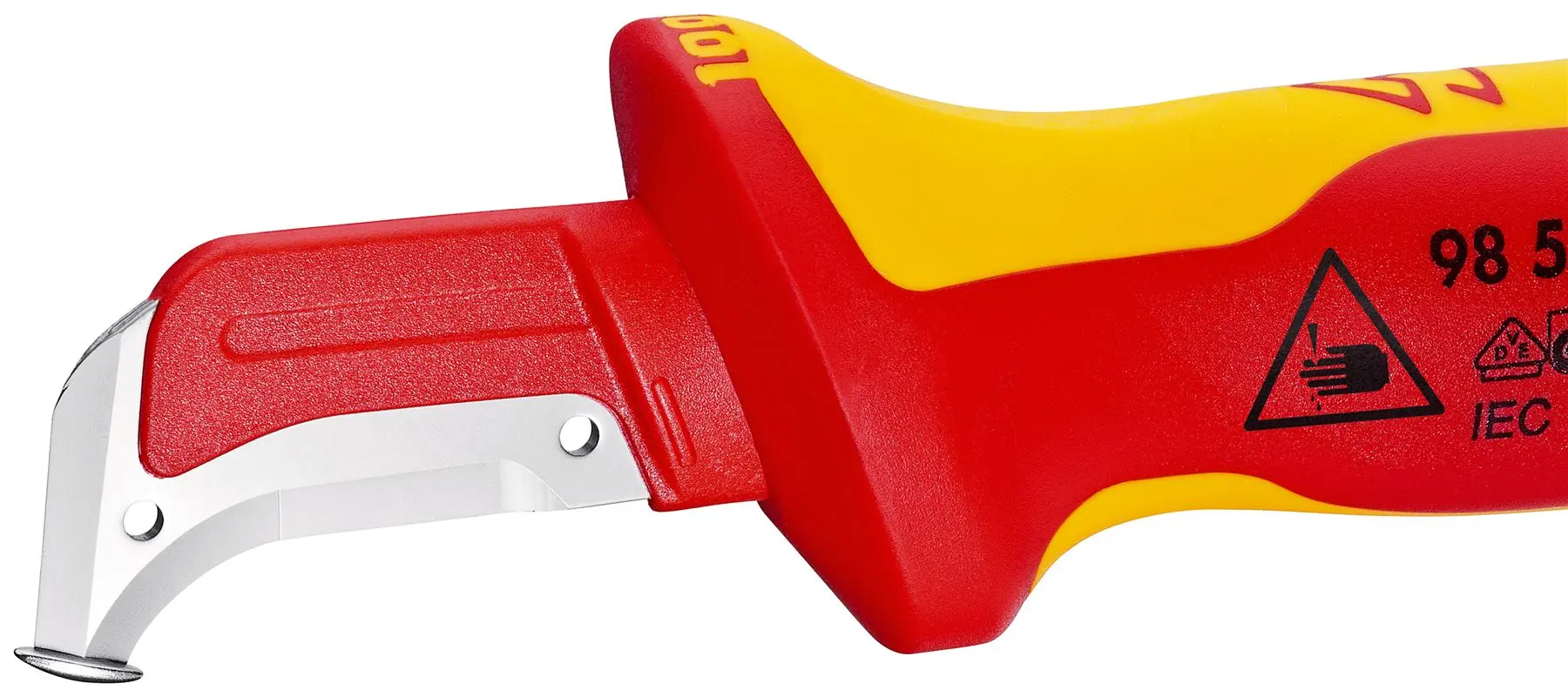 KNIPEX Stripping Knife with Guide Shoe 180mm VDE Insulated Multi Component Handle 38mm Blade Length 98 55 - Image 3