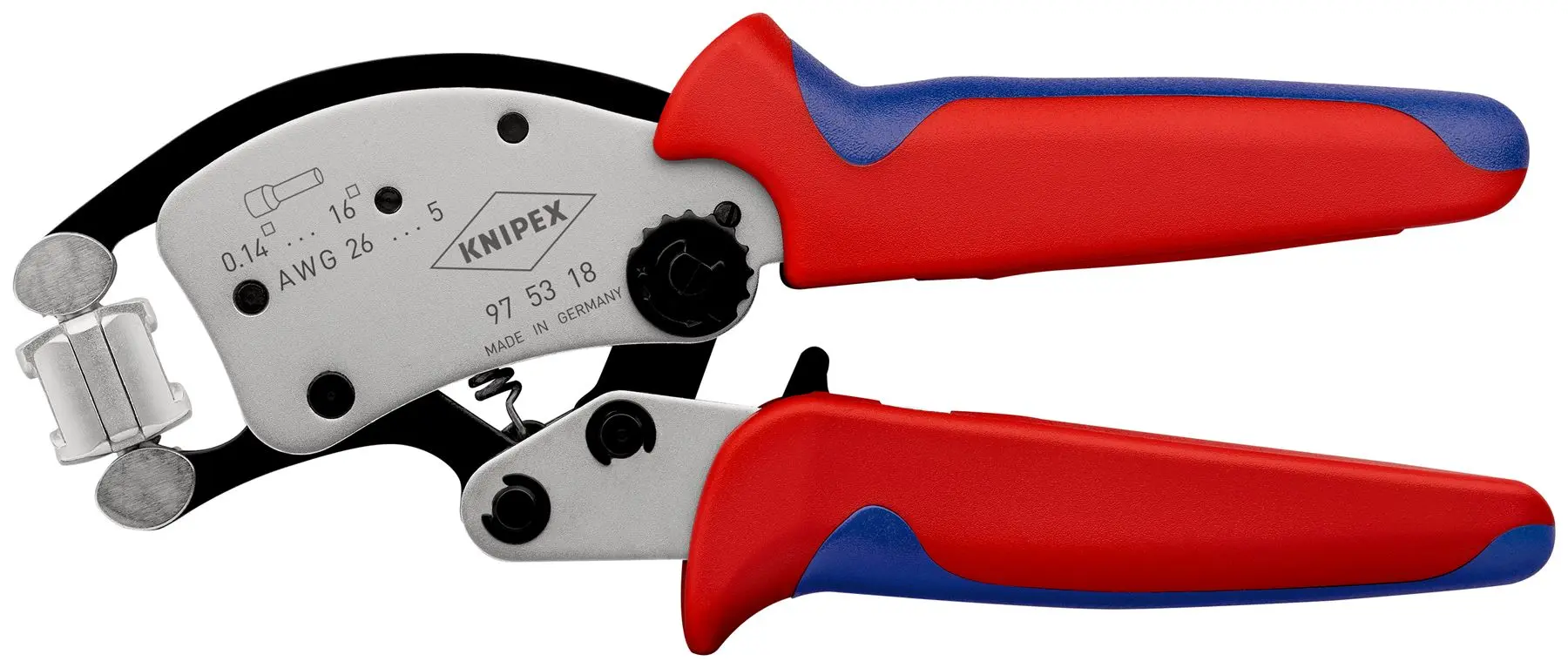 KNIPEX Twistor16 Self Adjusting Crimping Pliers Wire Ferrules Rotatable Die Head 0.14-16mm² 200mm Multi Component Grips 97 53 18 SB