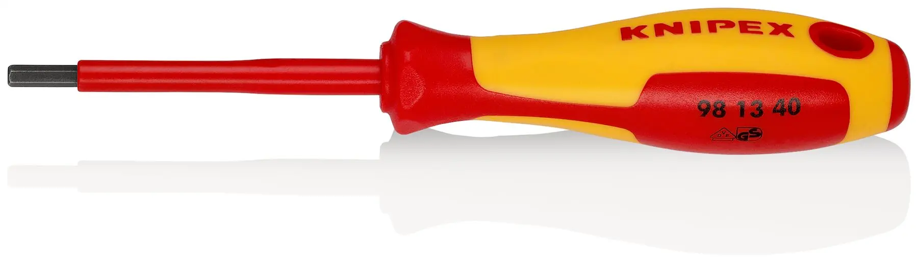 KNIPEX VDE Insulated Screwdriver for 4.0mm Hex Socket Screws 182mm 98 13 40