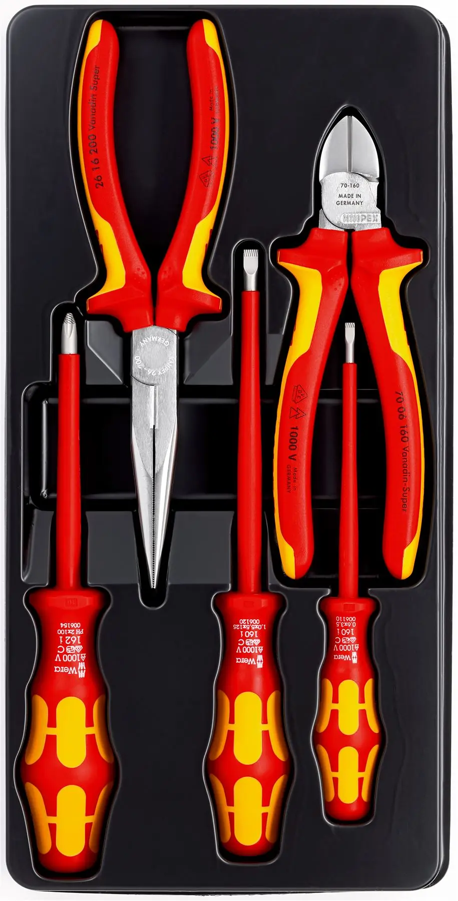 KNIPEX VDE Screwdriver Plier Set 5 Pieces Snipe Nose Side Cutters and Wera Screwdrivers 00 20 13 - Image 2