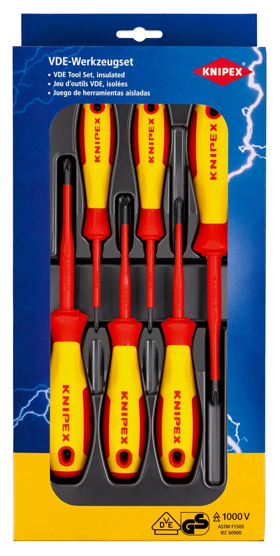 KNIPEX VDE Screwdriver Set 6 Pieces Phillips Pozi 00 20 12 V03