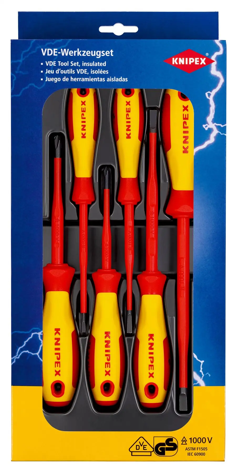 KNIPEX VDE Screwdriver Set 6 Pieces Slotted Phillips 00 20 12 V02