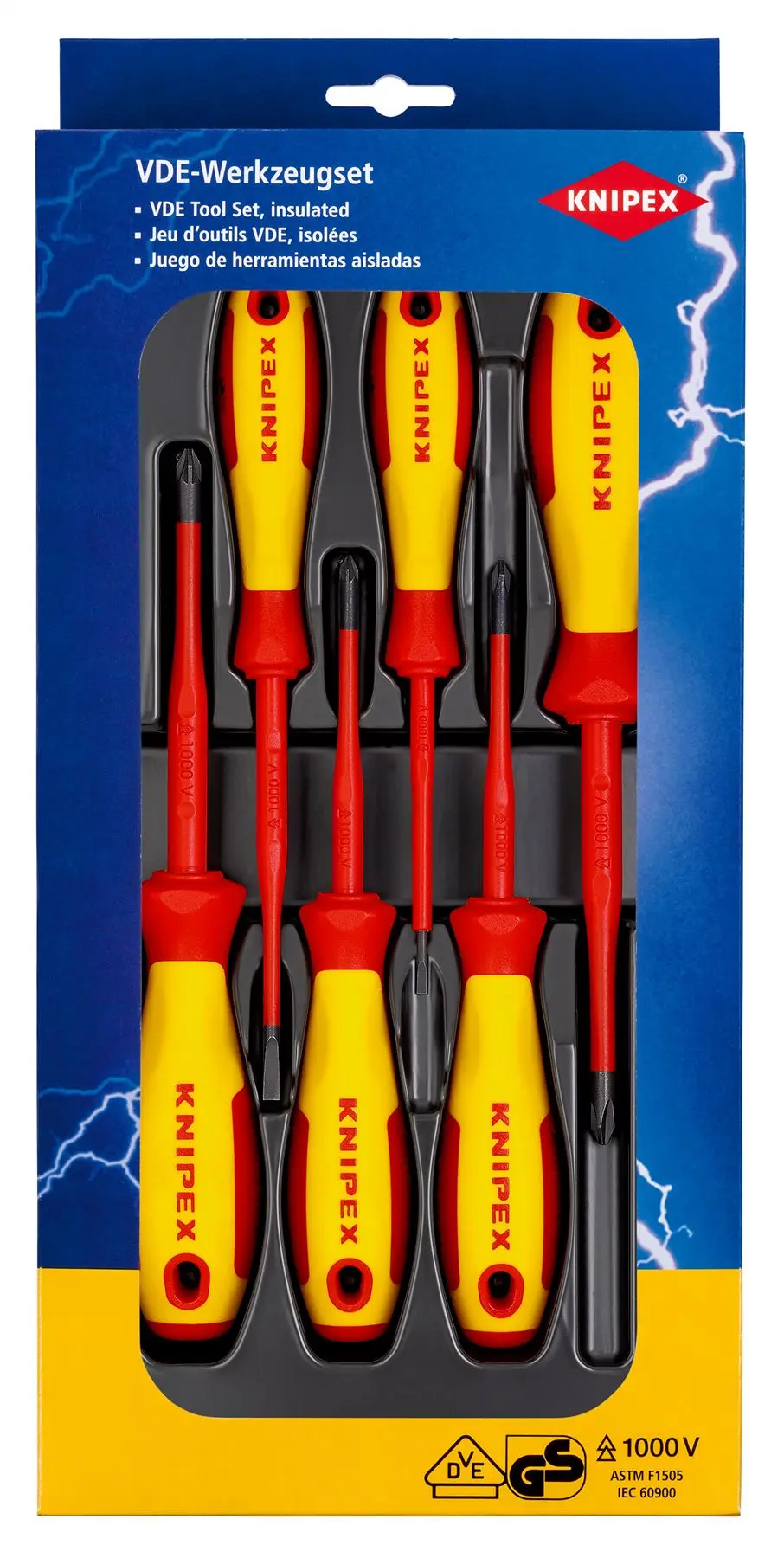 KNIPEX VDE Screwdriver Set 6 Pieces Slotted Phillips Pozi 00 20 12 V04