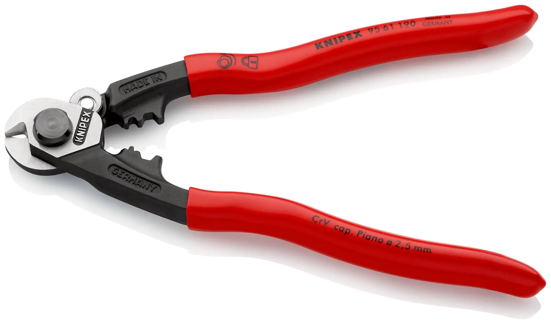 KNIPEX Wire Rope Cutter Forged 190mm Plastic Coated Handles 95 61 190 SB - Image 2