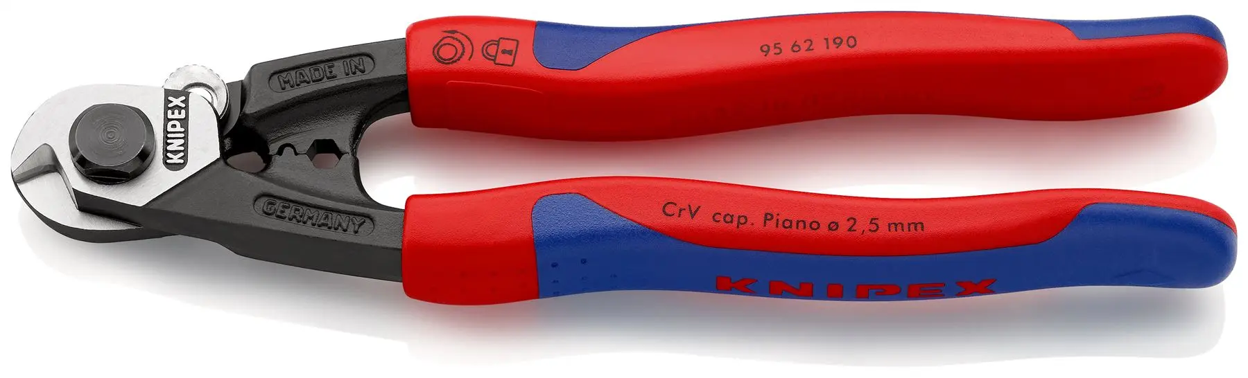 Knipex Wire Rope Cutters Forged Cutting Pliers Burnished Head up to 7mm Capacity 190mm 95 62 190 - Image 4