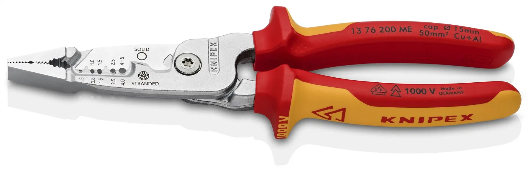 KNIPEX WireStripper Stripping Pliers 200mm Metric Version VDE 1000V Multi Component Grips 13 76 200 ME SB