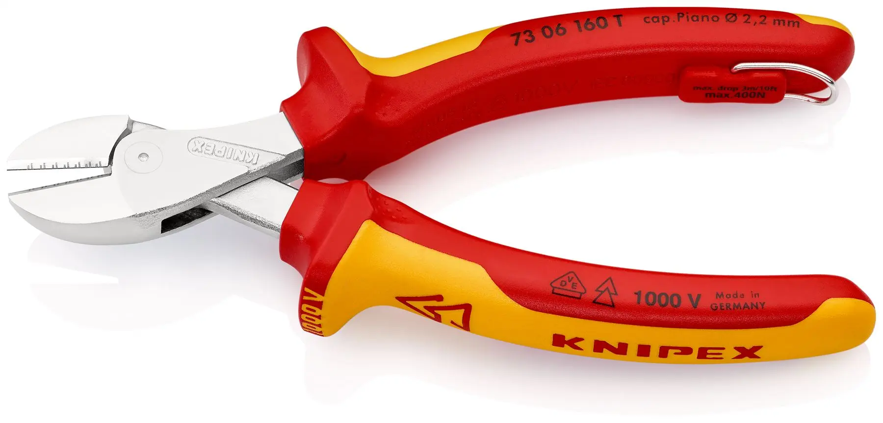 Knipex X-Cut Diagonal Side Cutting Pliers 160mm Tether Point VDE Tested 1000V Chrome Plated 73 06 160 T - Image 3
