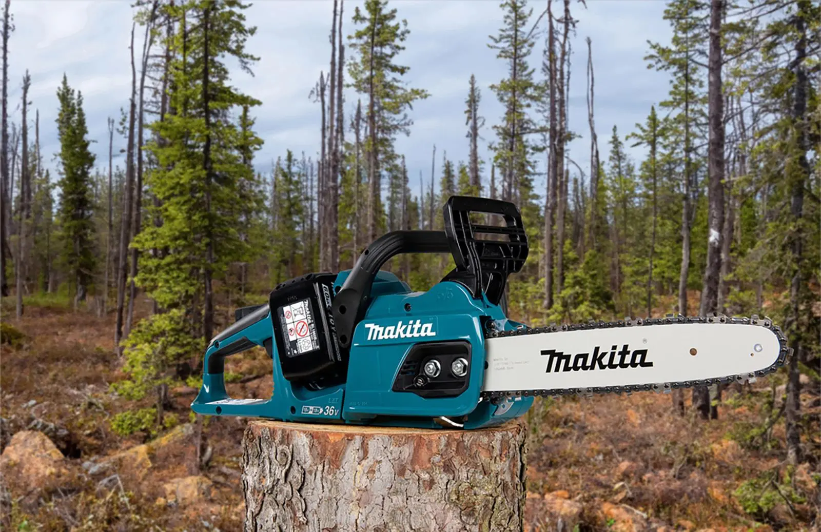 Makita Chainsaw Kit 30cm 12" 18V x 2 LXT Brushless Cordless 2 x 6Ah Battery and Dual Rapid Charger Garden Tree Cutting Pruning DUC305PG2 - Image 2