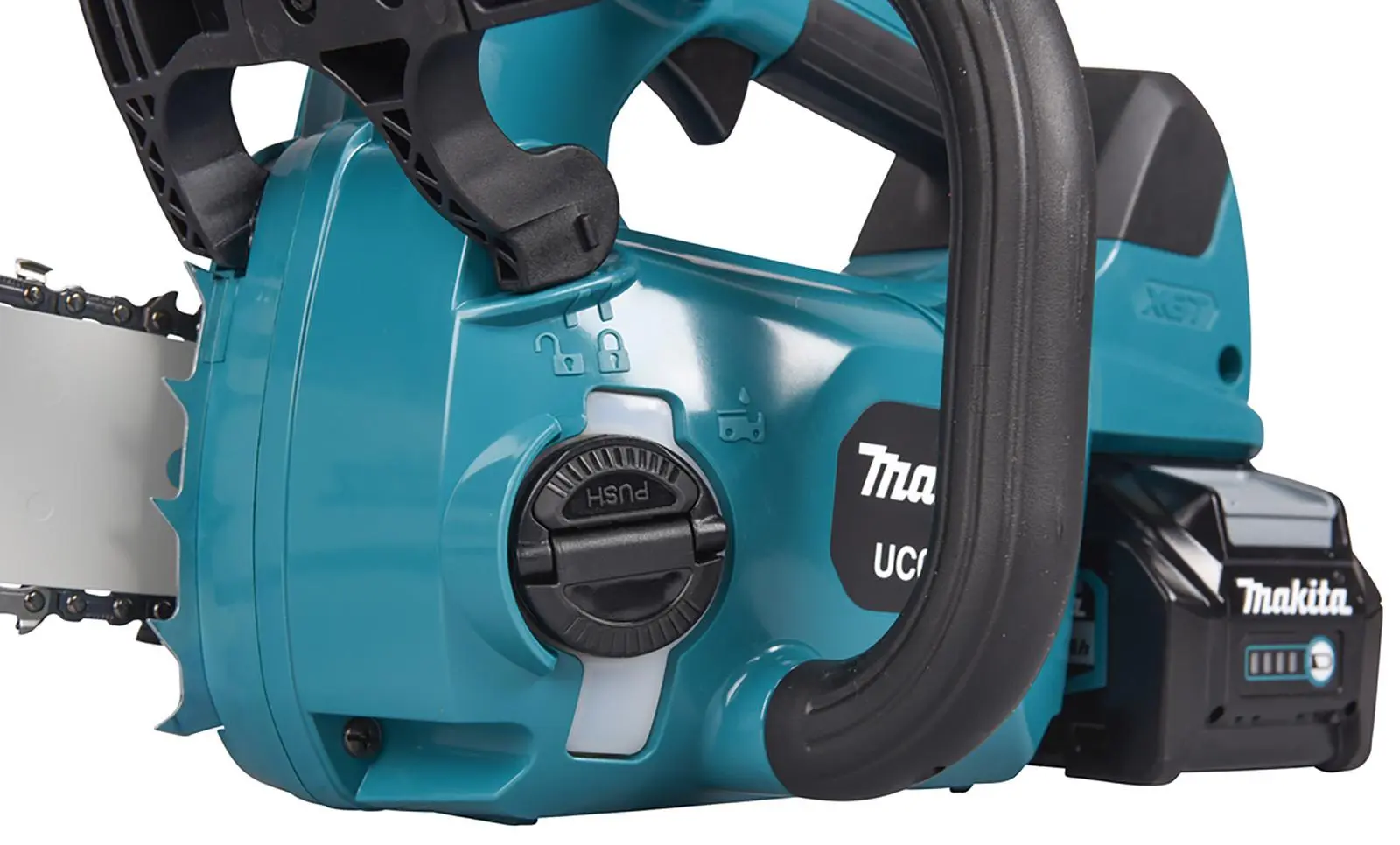 Makita Chainsaw Kit 30cm 12" 40V XGT Brushless Cordless Top Handle 2 x 2.5Ah Battery and Rapid Charger Garden Tree Cutting Pruning UC003GD202 - Image 9