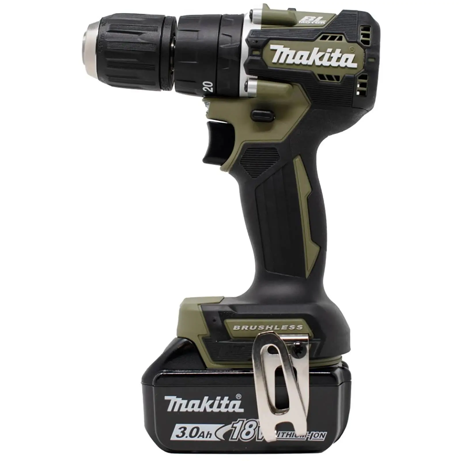 Makita Combi Drill Hammer Driver 18V LXT Li-ion Brushless Cordless Olive Range 1 x 3Ah DHP487FX3O - Image 2