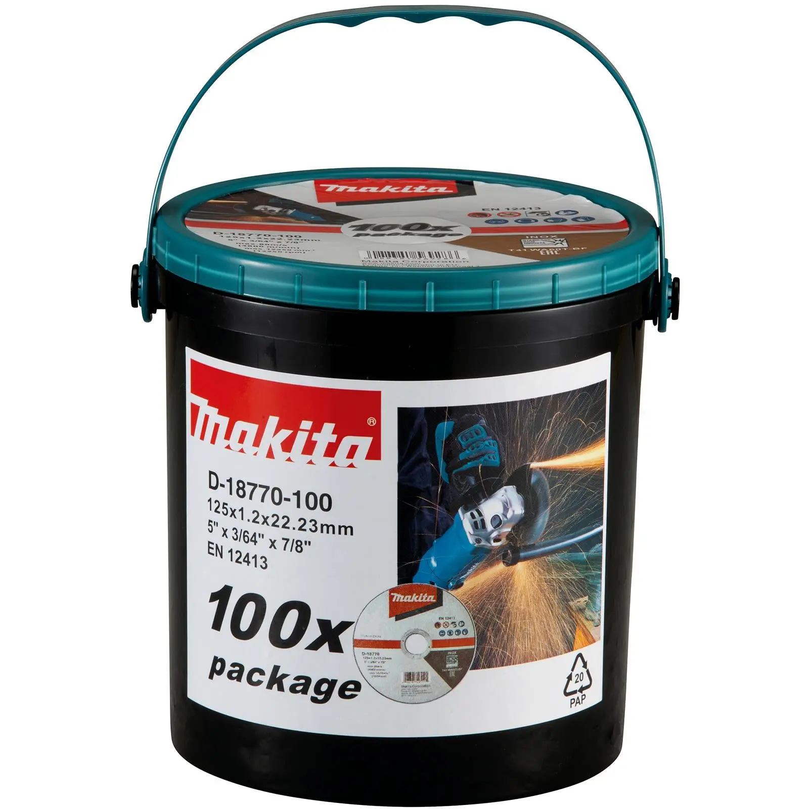 Makita Cutting Discs Slitting Cut Off Wheel for Angle Grinder 125mm x 1.2mm 100 Piece Bucket - Image 2