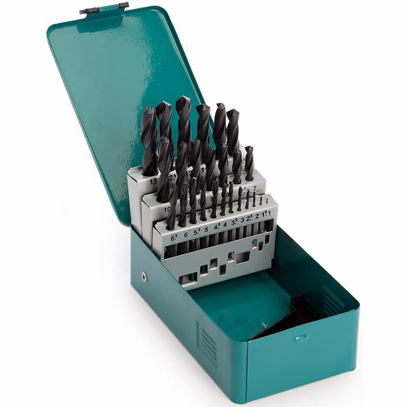 Makita Drill Bit Set HSS-R 25 Piece Roll Forged in Metal Case 1-13mm D-54097 - Image 2