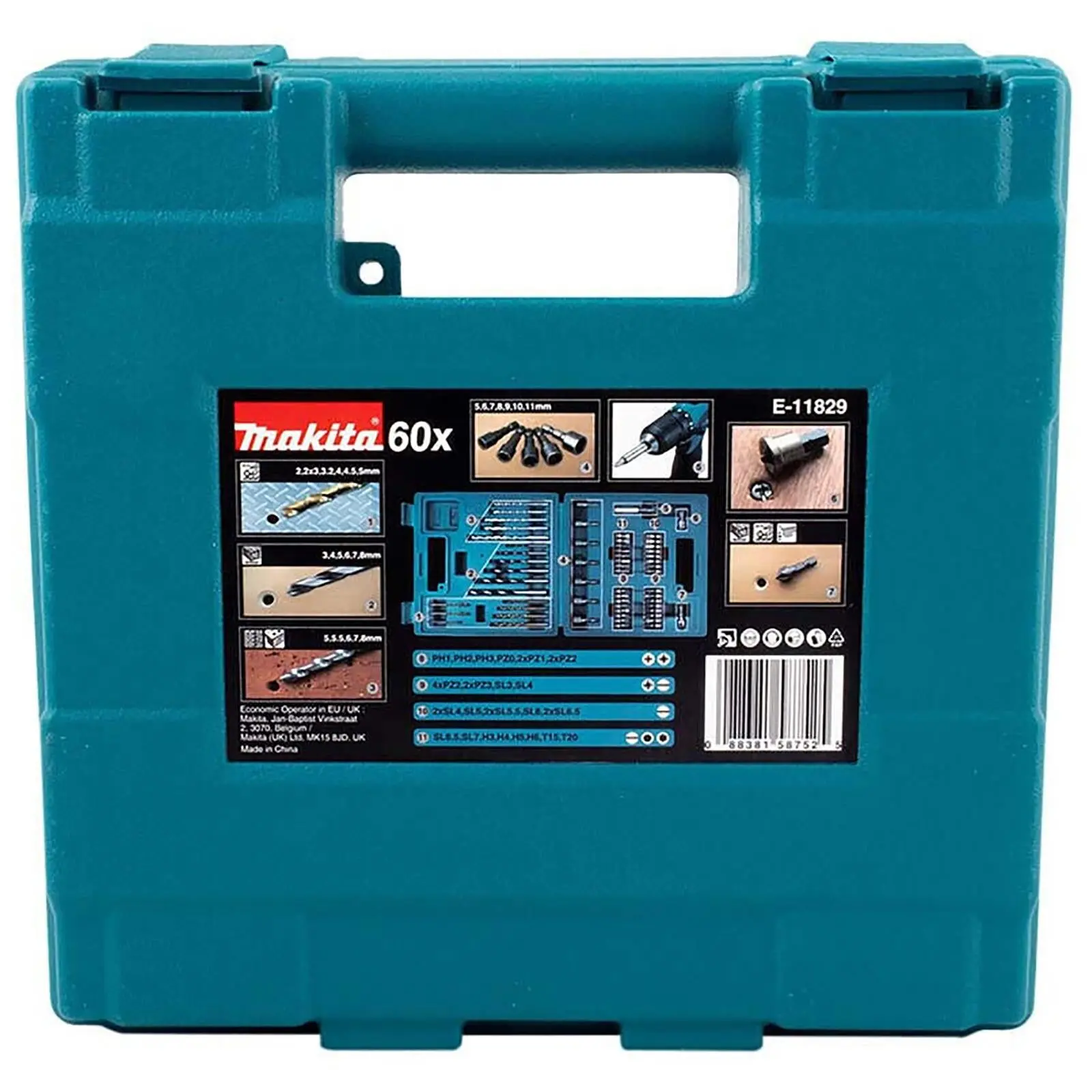Makita Drill Screwdriver Bit Set Carry Case Wood Masonry Metal HSS 60pc - Image 3