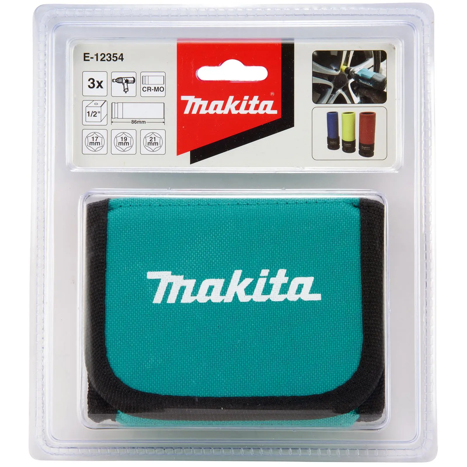 Makita Impact Deep Socket Set for Alloy Wheel Nuts 3 Piece 17mm 19mm 21mm E-12354 - Image 8
