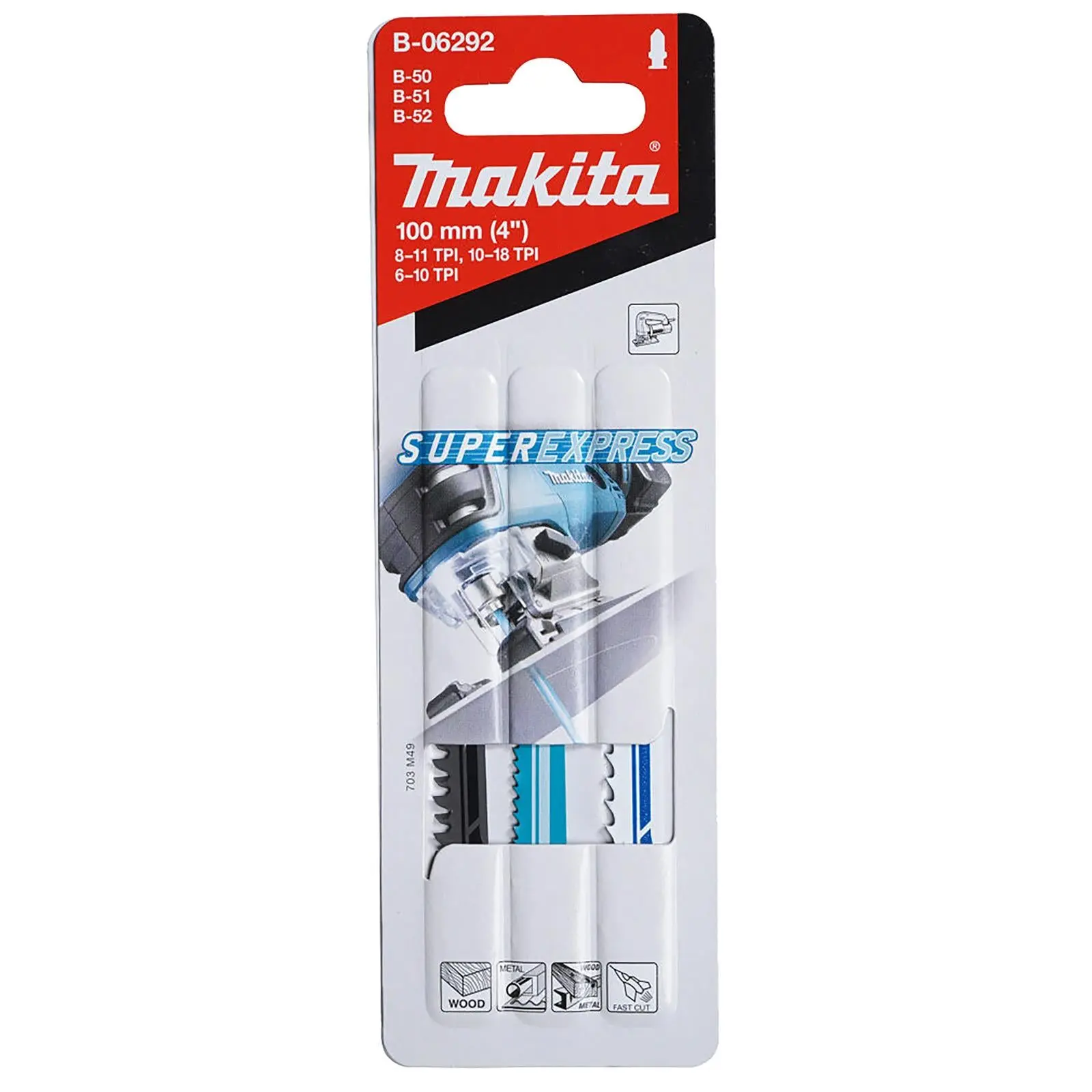 Makita Jigsaw Blade Set 3 Piece for Wood and Plastic Type B50 B51 B52 B-06292 - Image 3