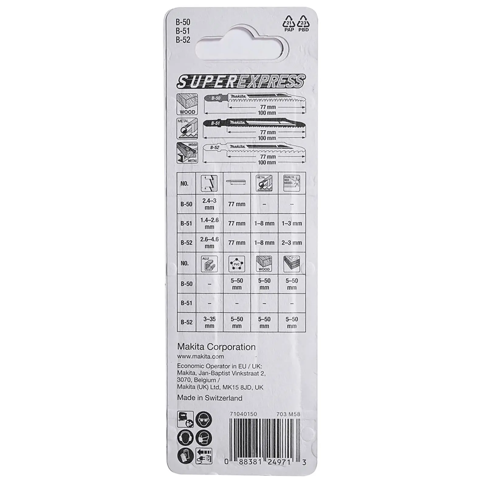 Makita Jigsaw Blade Set 3 Piece for Wood and Plastic Type B50 B51 B52 B-06292 - Image 4