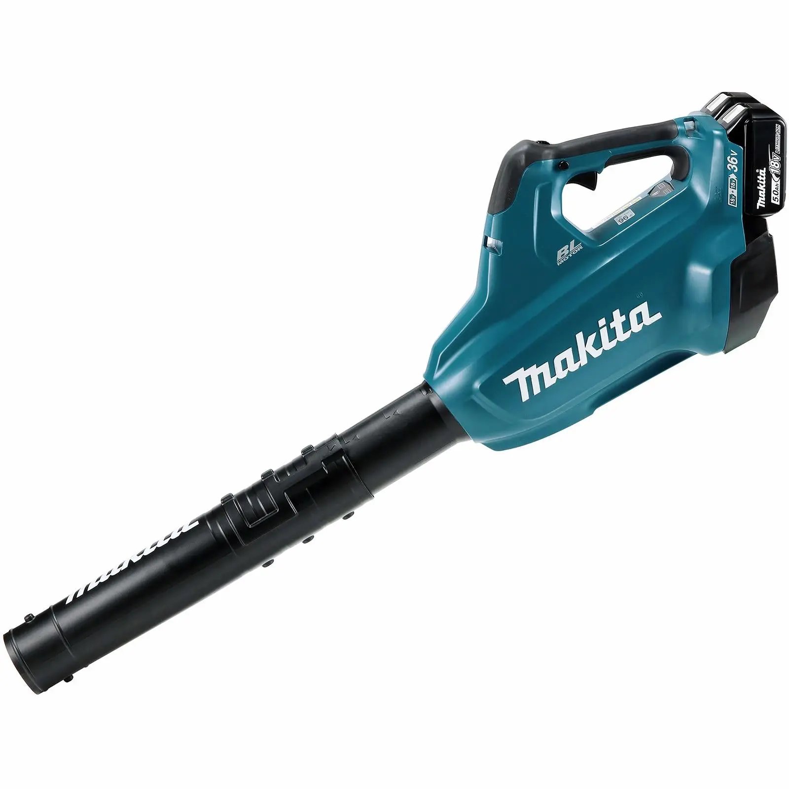 Makita Leaf Blower Kit 18V x 2 LXT Brushless Cordless 2 x 5Ah Battery and Dual Rapid Charger 14.4N Garden Grass Clippings Construction DUB362PT2 - Image 5