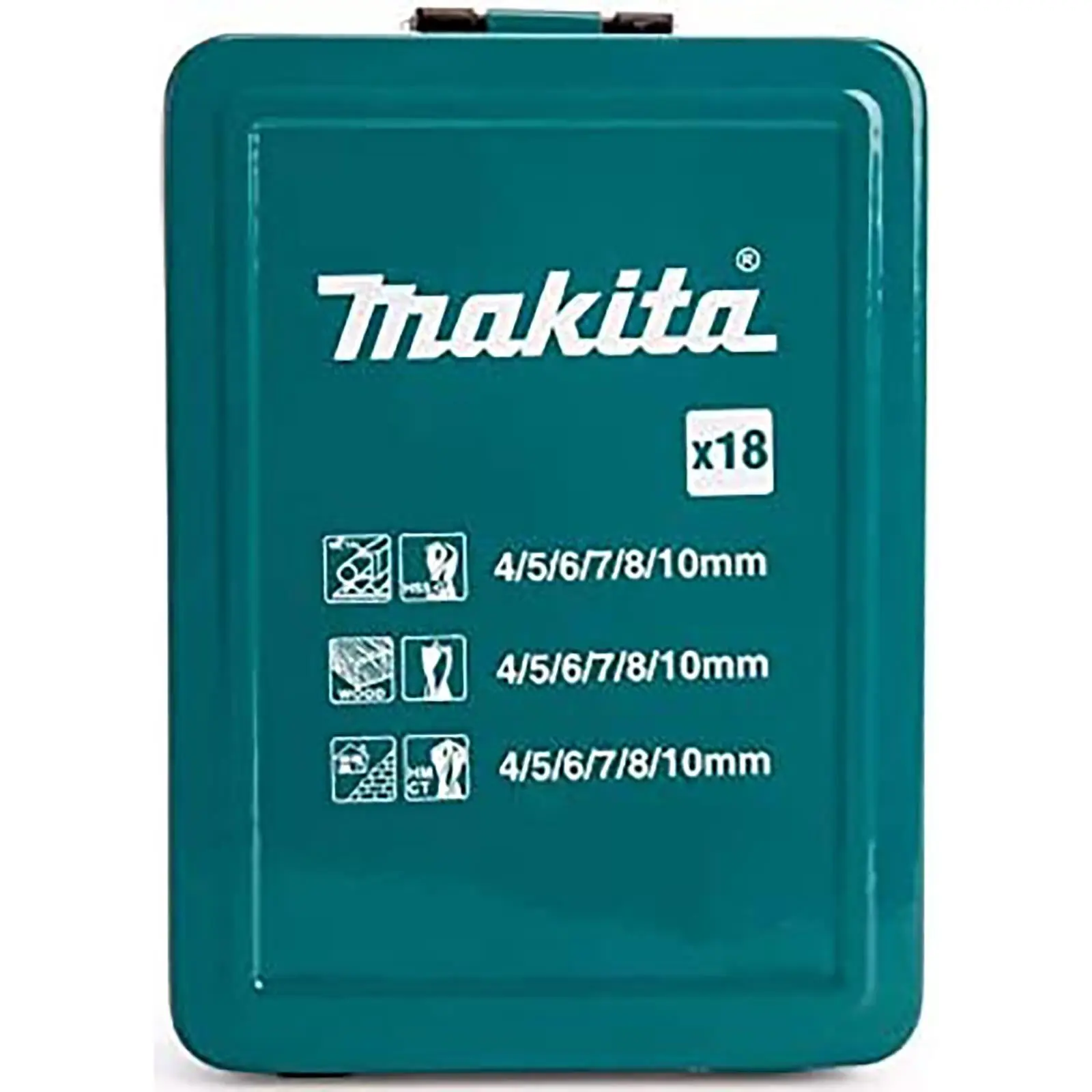 Makita Mixed Drill Bit Set in Metal Case 18 Piece HSS Wood Masonry D-47173 - Image 3
