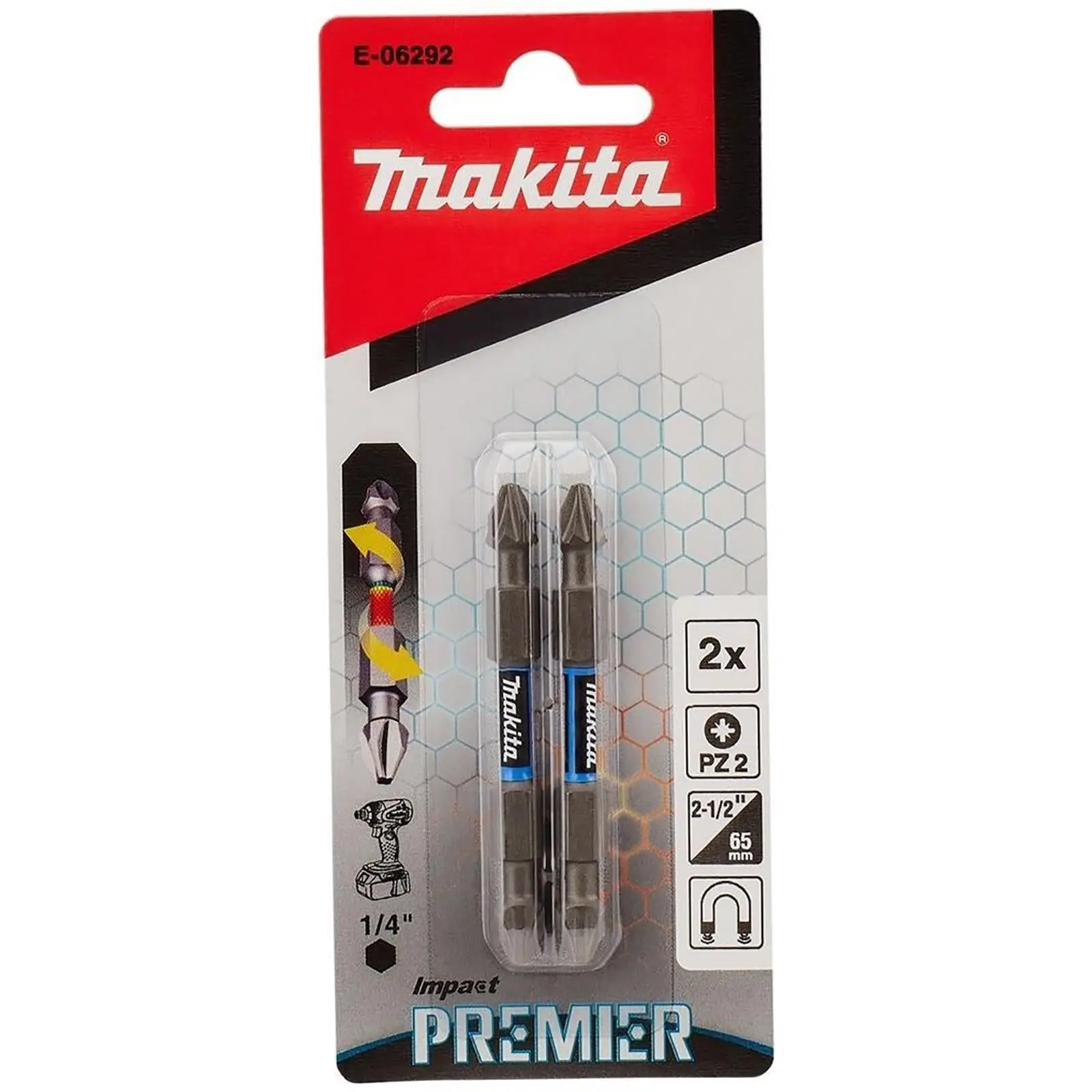 Makita Screwdriver Bit Set Pozi Double-End Impact Premier Torsion Drill PZ2 2pc E-06292 - Image 3