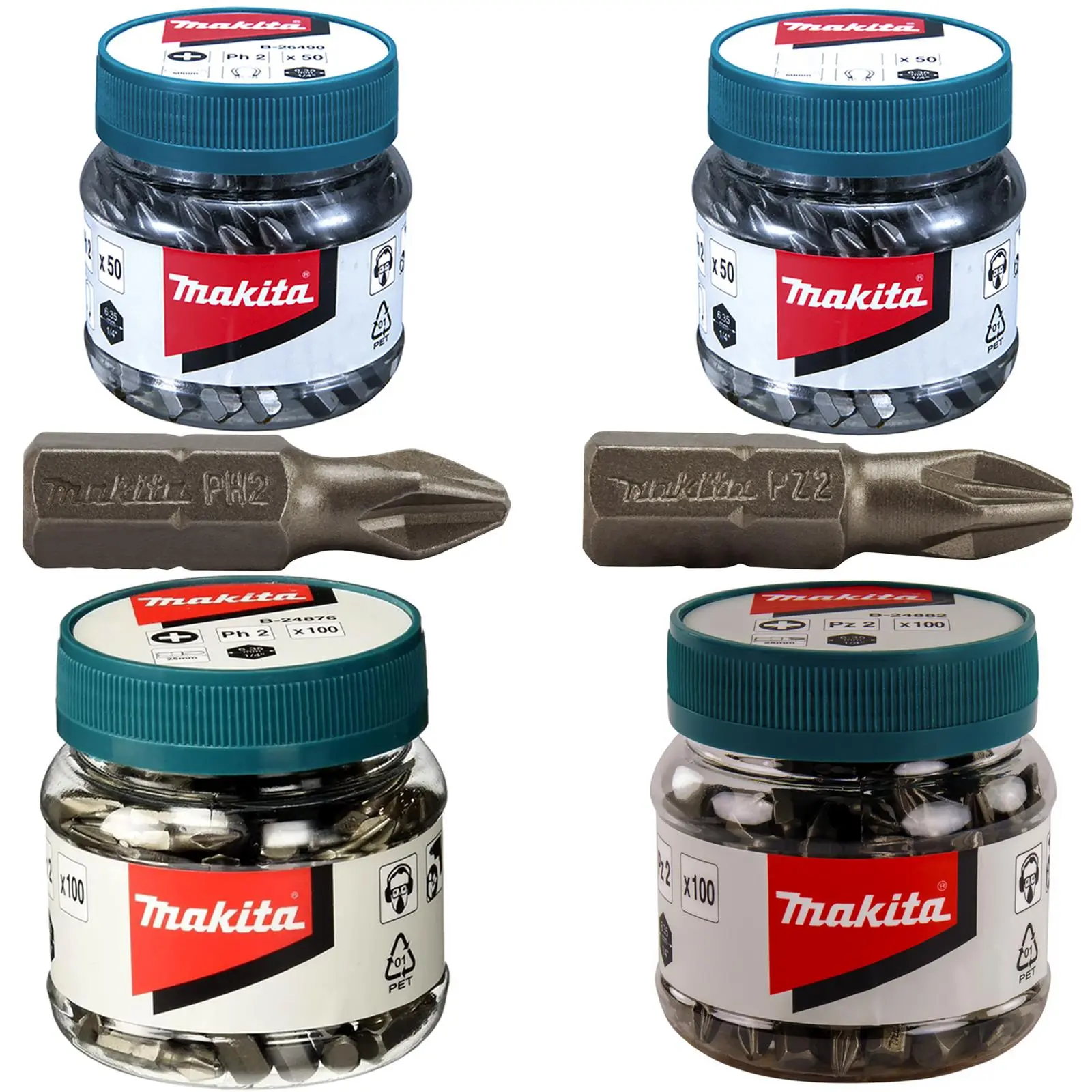 Makita Screwdriver Bits Pozi or Phillips 25mm or 50mm in Candy Jar