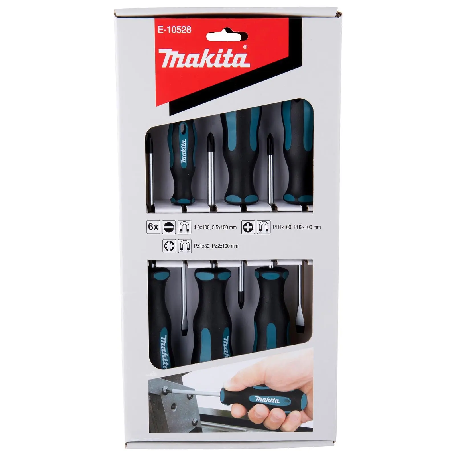 Makita Screwdriver Set Phillips Pozi Slotted PH PZ SL 100mm 6pc E-10528 - Image 3