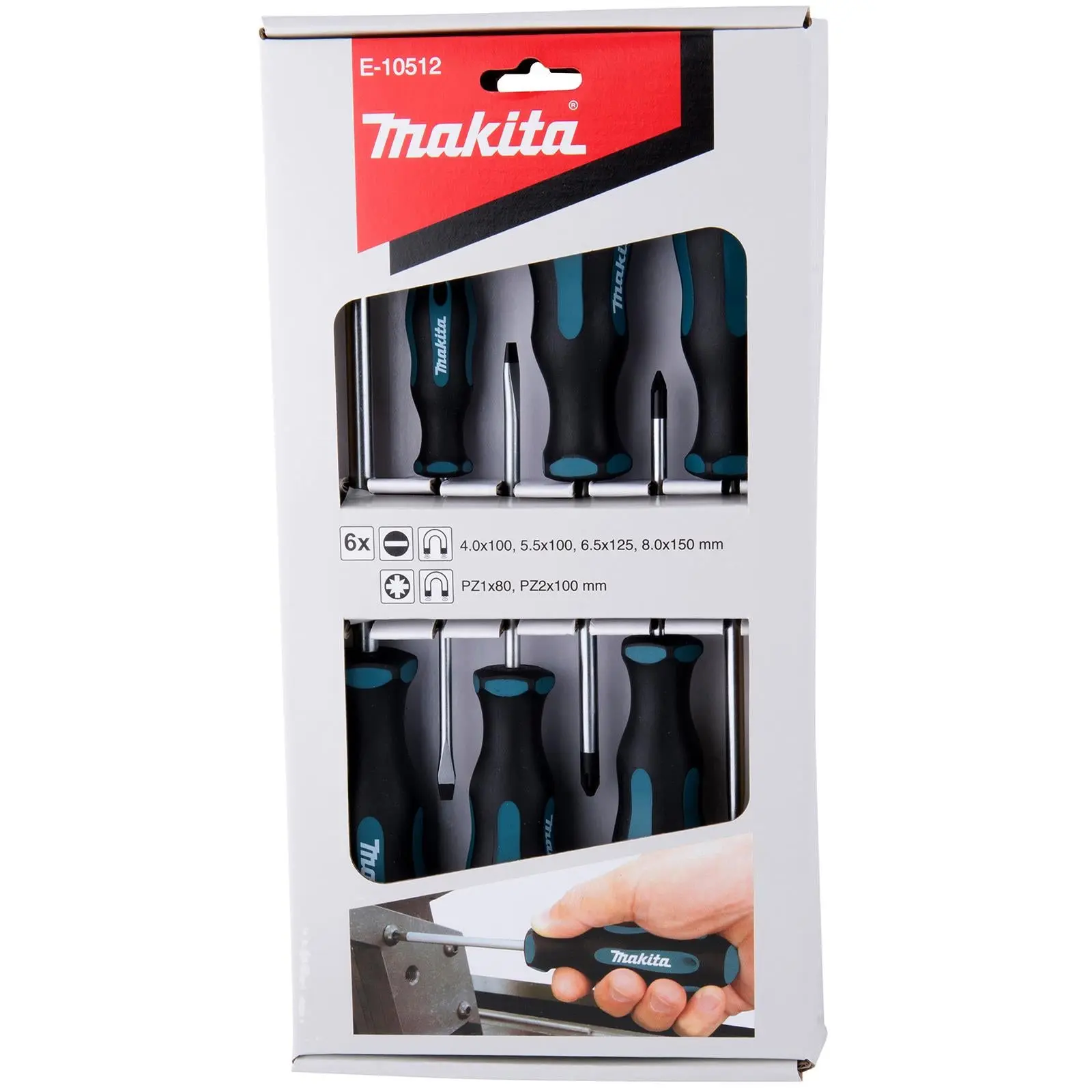 Makita Screwdriver Set Pozi Slotted PZ SL 100mm 6pc E-10512 - Image 4