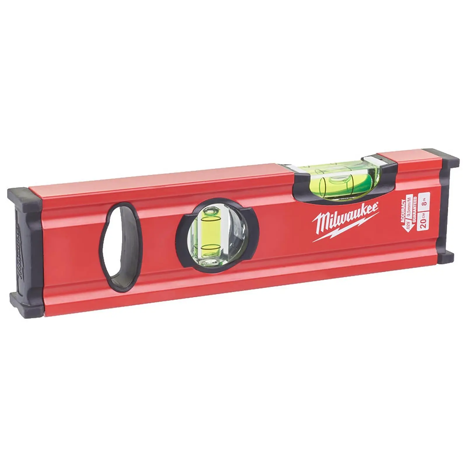 Milwaukee 20cm Spirit Level Slim Box Shockproof Measuring 2 Vial Precision Milled - Image 2