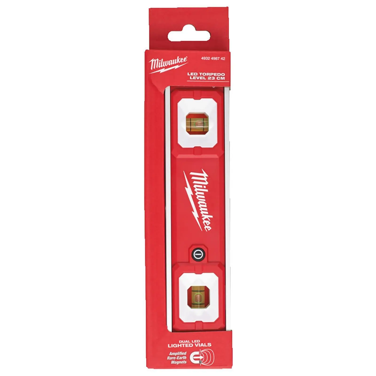 Milwaukee 23cm LED Torpedo Spirit Level Magnetic Hi-Vis Vials Slim Aluminium Frame Measuring - Image 4