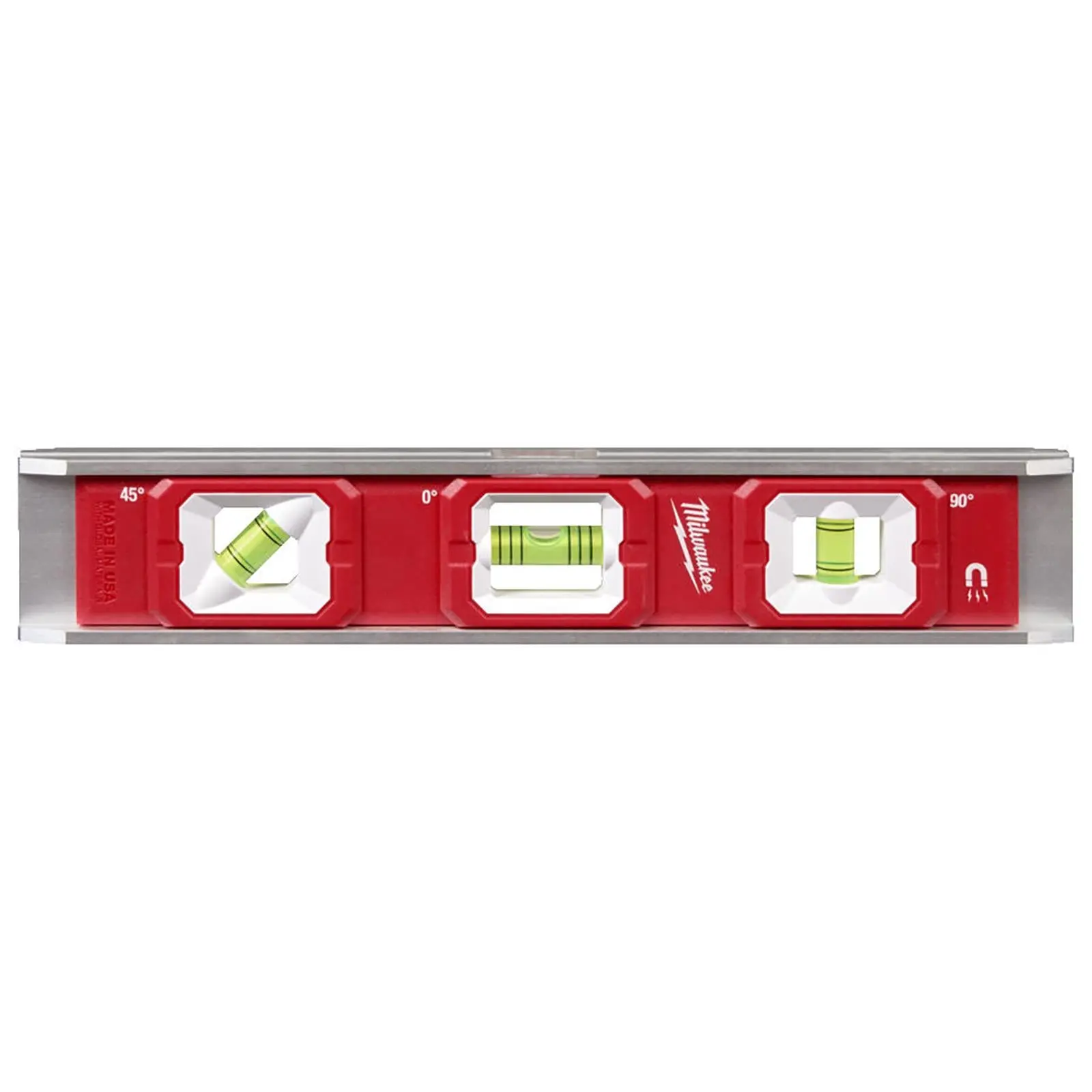 Milwaukee 25cm Base Torpedo Spirit Level Magnetic Hi-Vis Vials Slim Aluminium Frame Measuring