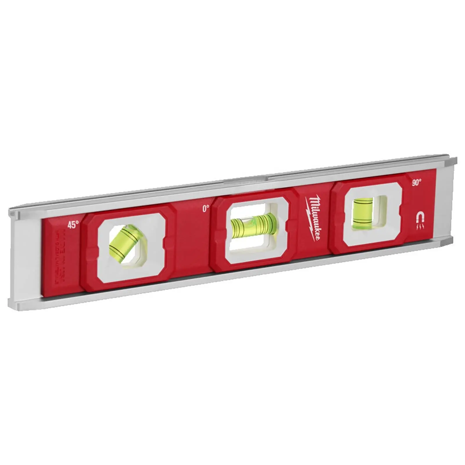 Milwaukee 25cm Base Torpedo Spirit Level Magnetic Hi-Vis Vials Slim Aluminium Frame Measuring - Image 2